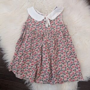 mabel + honey Willow A-Line Dress Floral Pink White Peter Pan Sleeveless 2T